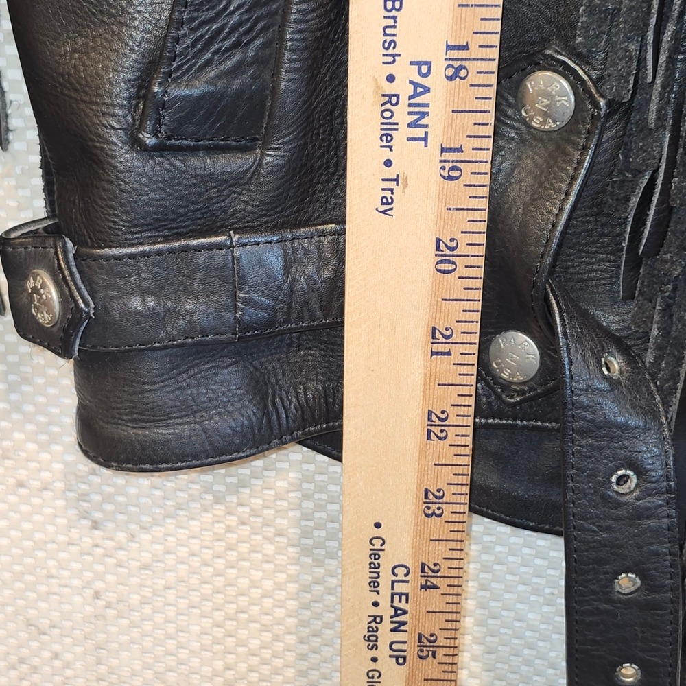 Park V Vintage Black Leather Fringe Biker Jacket Mens 42 Made in USABiker Rocker - Picture 5 of 10
